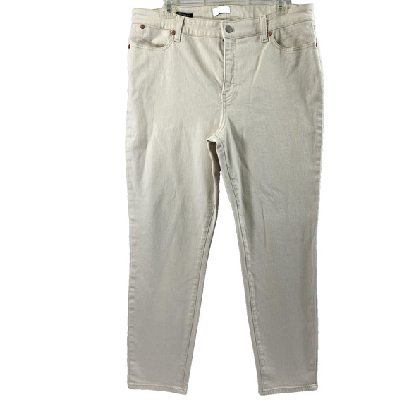 Talbot Jeans Womens Size 14 Beige Denim Slim Ankle Stretch Comfy - Picture 1 of 11